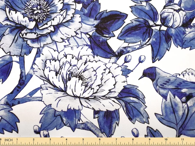 Blue Bird Flower Fabric