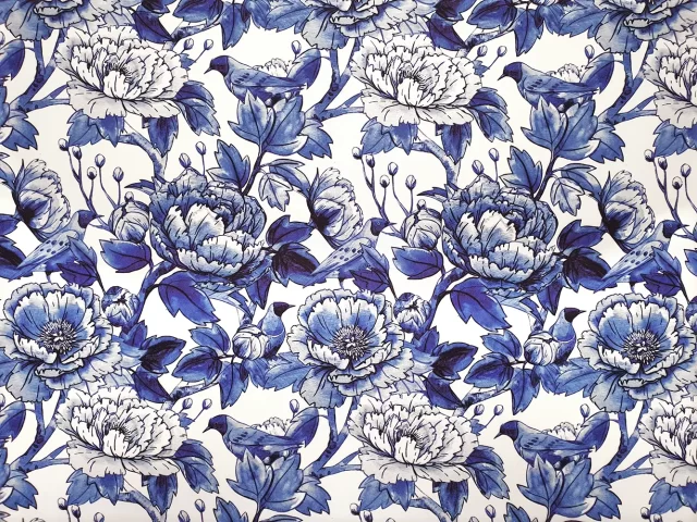 Blue Bird Flower Fabric