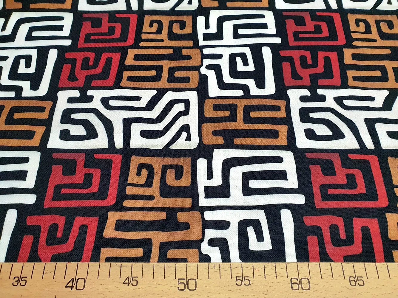 African Bogolan Maze Mudcloth Print Fabric