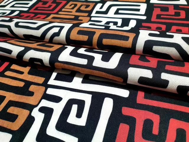 African Bogolan Maze Mudcloth Print Fabric