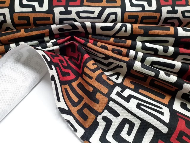 African Bogolan Maze Mudcloth Print Fabric