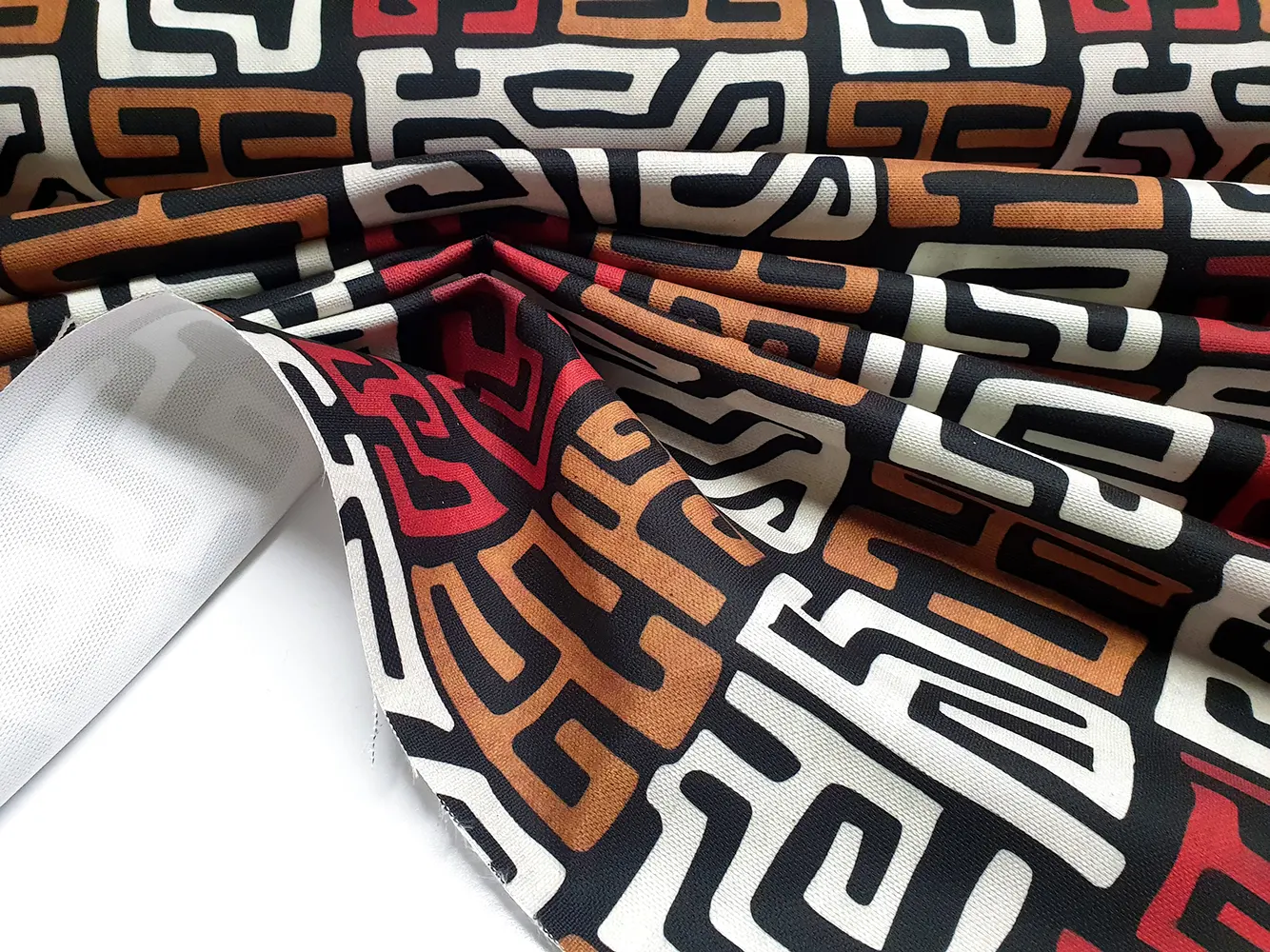 African Bogolan Maze Mudcloth Print Fabric