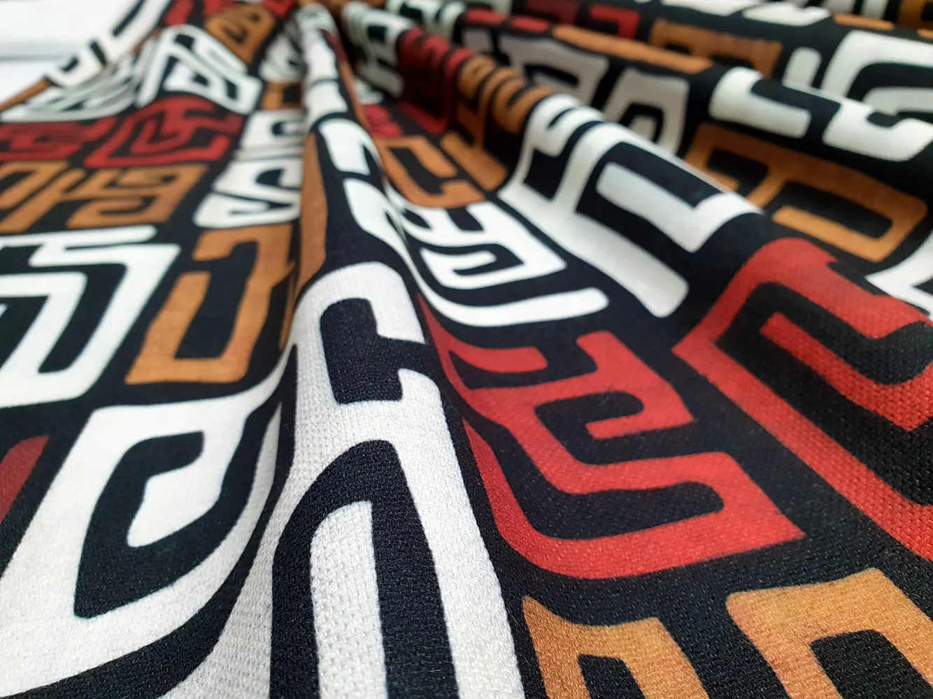 African Bogolan Maze Mudcloth Print Fabric