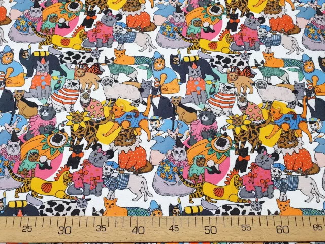 Cute Colorful Costumed Cats Fabric