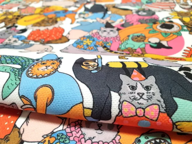 Cute Colorful Costumed Cats Fabric