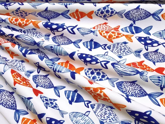 Hand Drawn Watercolor Fish Fabric