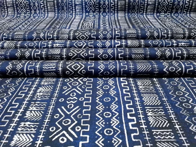 Indigo African Mudcloth Print Fabric