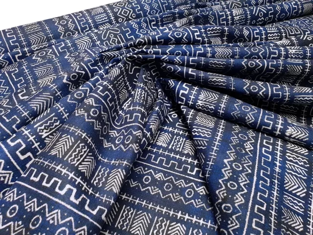 Indigo African Mudcloth Print Fabric