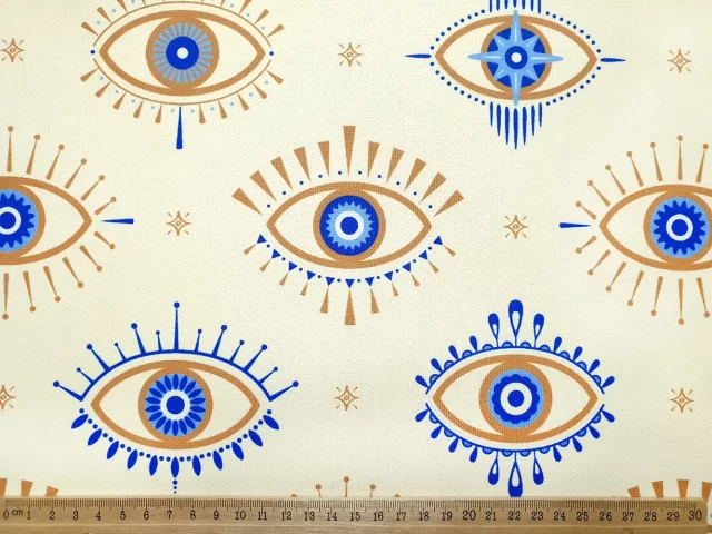 Ivory Evil Eye Bead Fabric