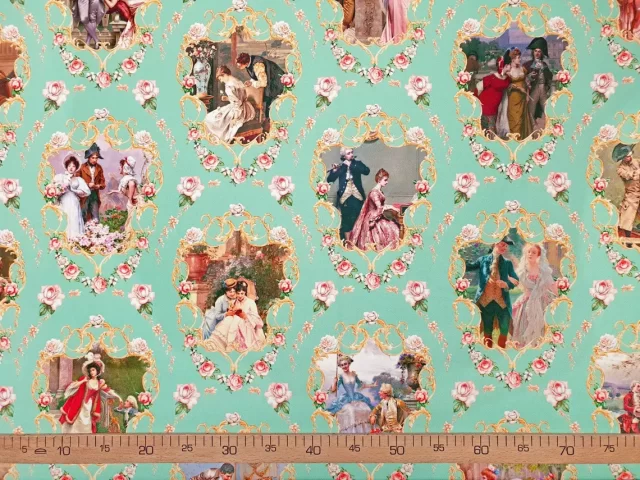 Vintage Baroque People in Love Fabric