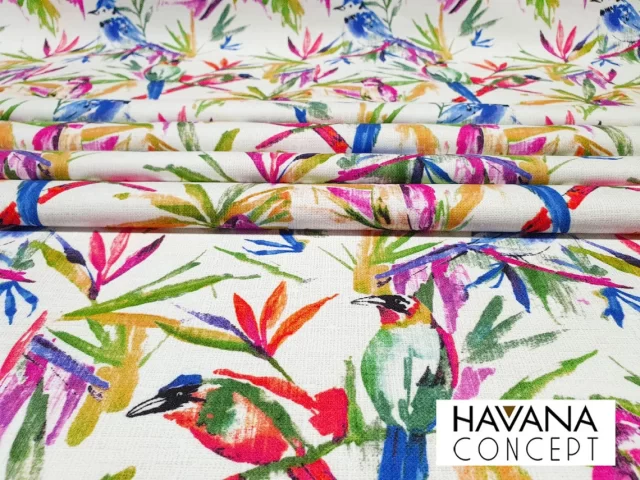 Watercolor Birds of Paradise Fabric