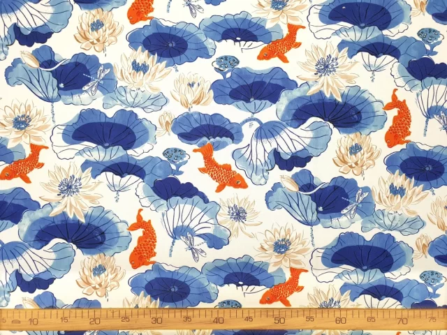 Watercolor Japanese Koi Fish Fabric