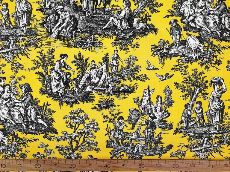 Yellow Toile de Jouy Fabric
