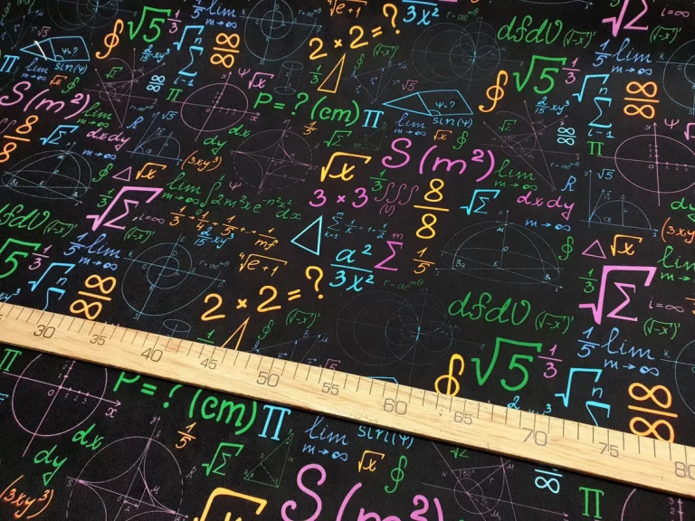 Math Symbols and Numbers Print Fabric