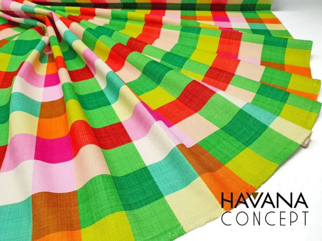 Rainbow Gingham Print Fabric