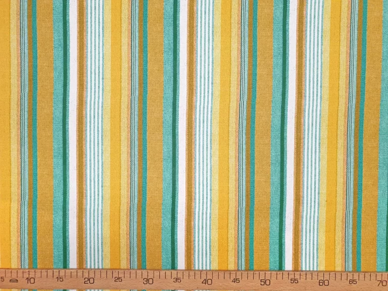 Turquoise Mustard Yellow Striped Fabric