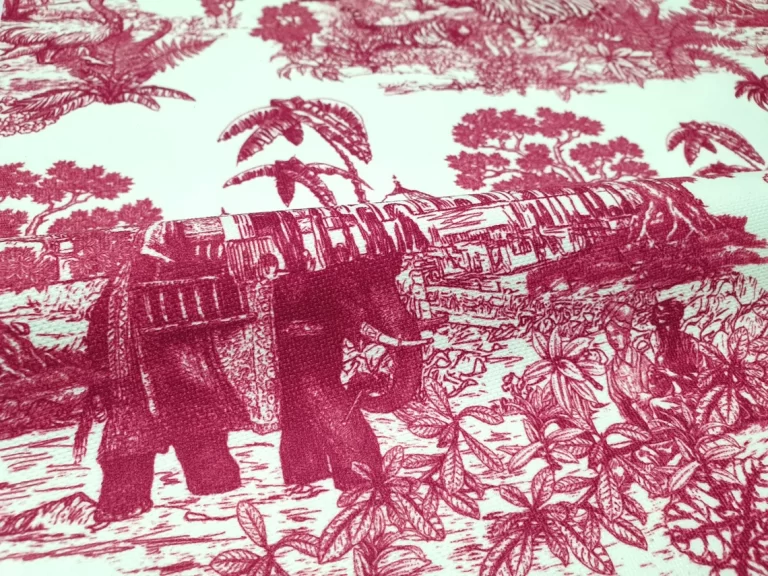 Maroon French Toile de Jouy Fabric