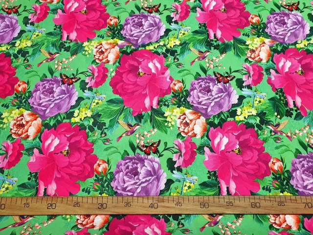 Roses and Butterflies Print Fabric
