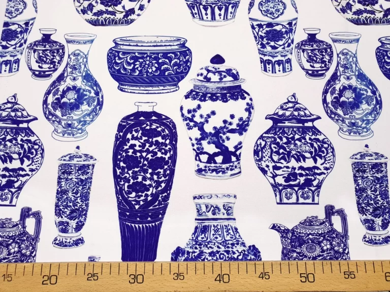 Bleu Blanc Porcelain Vases Fabric