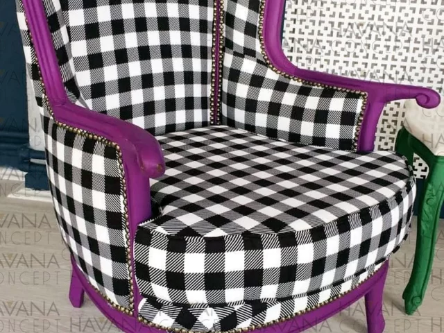 Black White Gingham Fabric