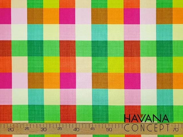Rainbow Gingham Print Fabric