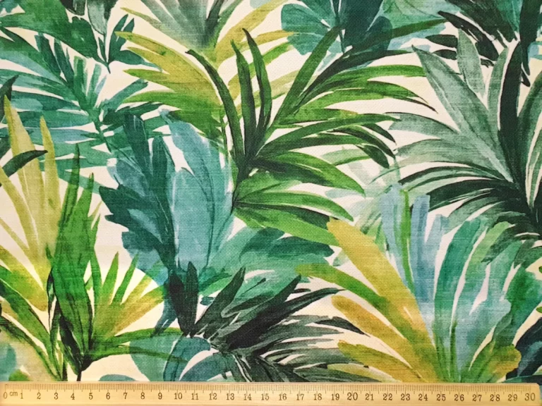 Green Tropical Palm Leaves Fabric