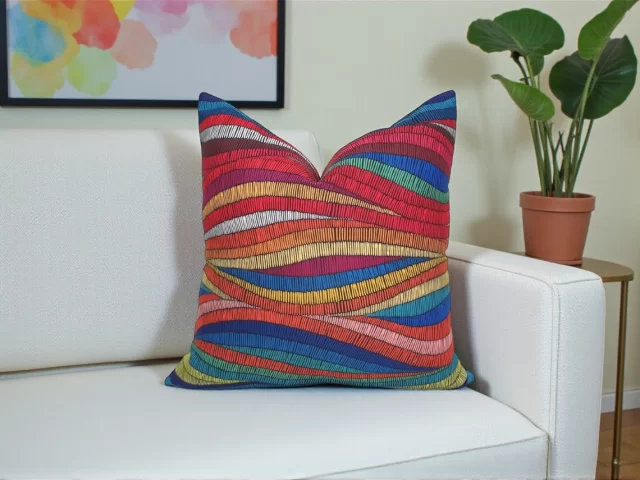 Colorful Geometric Waves Pillow Cover