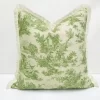 Green Toile de Jouy Tassel Pillow Cover