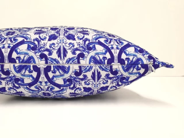 Italian Majolica Tile Ruffled Pillow Cover