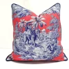 Living Coral Indian Toile Piped Pillow Cover