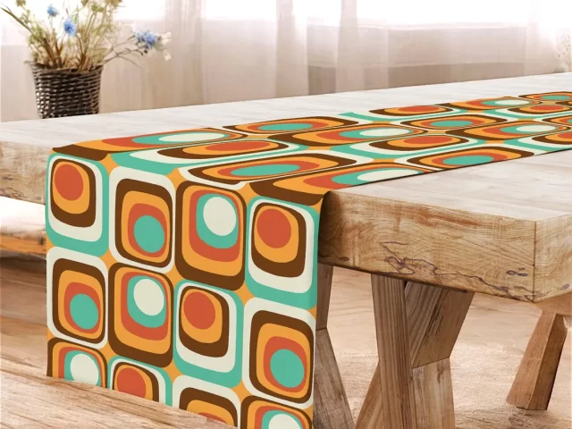 Mid Century Modern Retro Table Runner