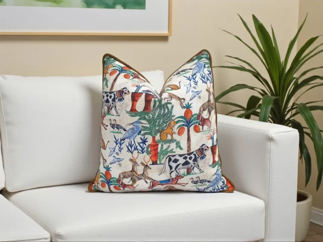 Nile River Animals Piped Pillow Cover