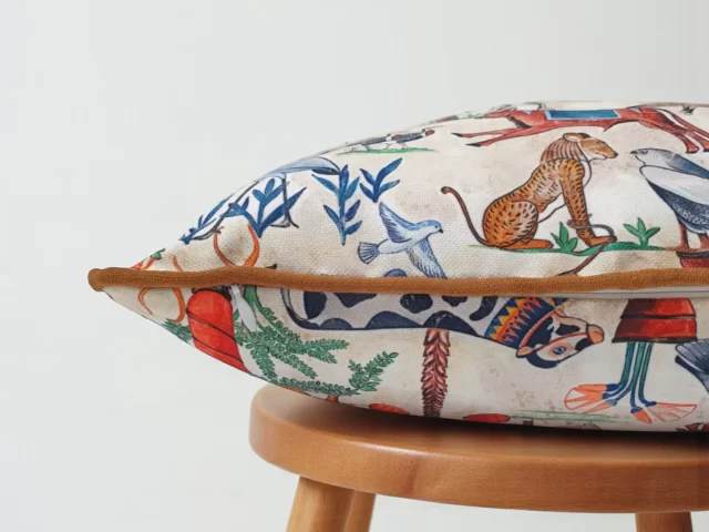 Nile River Animals Piped Pillow Cover