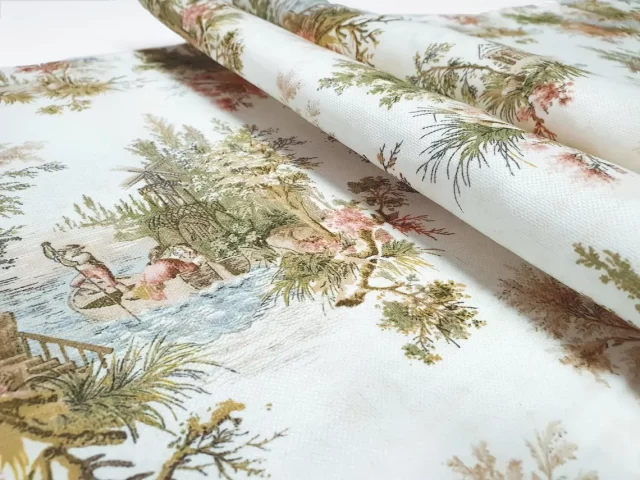 Olive Toile de Jouy Table Runner