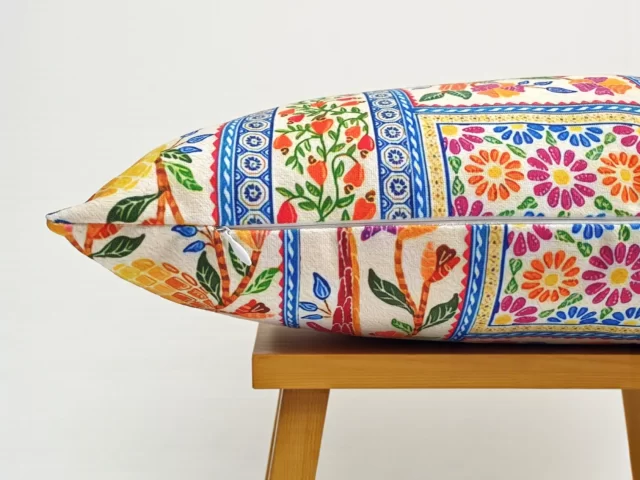 Persian Ceramic Tiles and Birds Pillow Cover