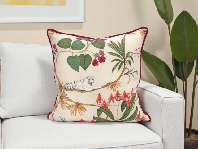 Tropical Forest White Tiger Pillow Cover