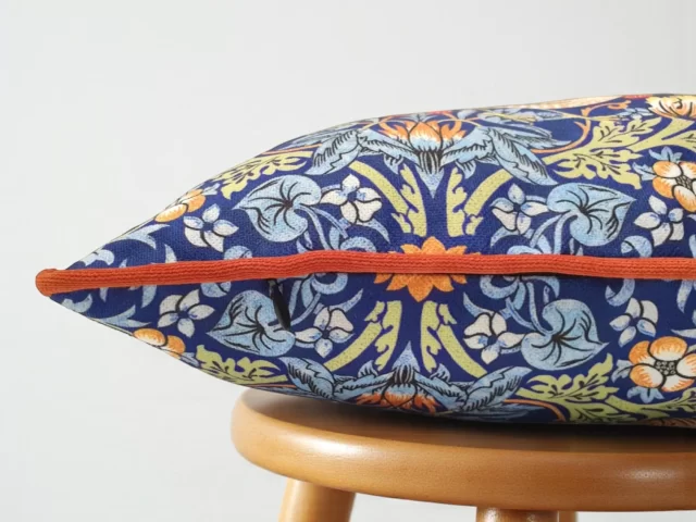 William Morris Strawberry Thief Piped Pillow Cover